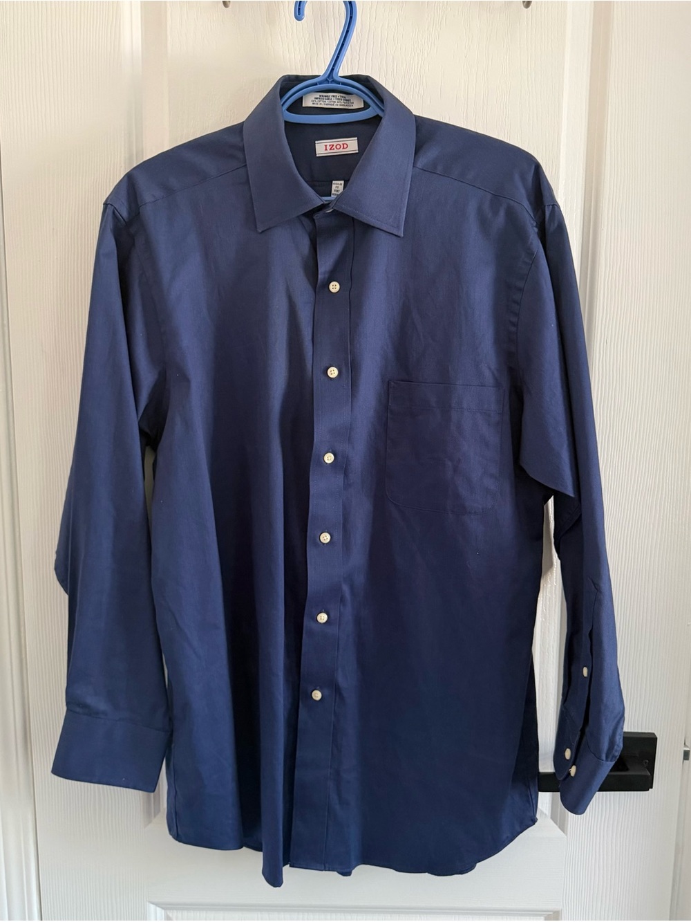 Izod Men's Solid Navy Button-Down Dress Shirt